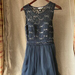 Junior's Blue Speechless Sequin Lace Dress Size 11, Worn Once